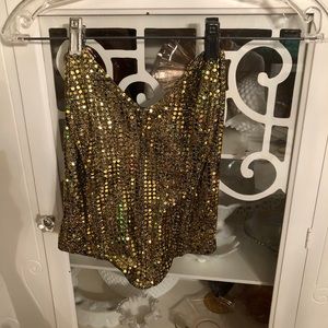 Madelon Loudon gold sequin bustier. Size small